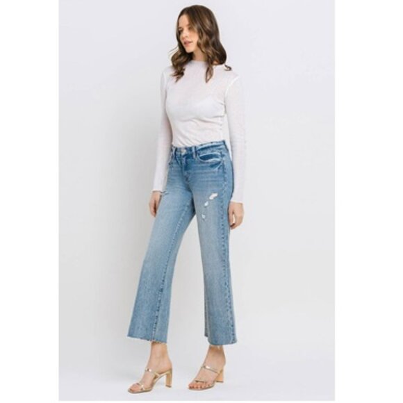 Vervet by Flying Monkey Mid Rise Crop Wide Jeans - T6214L - Size 31 - Picture 4 of 6